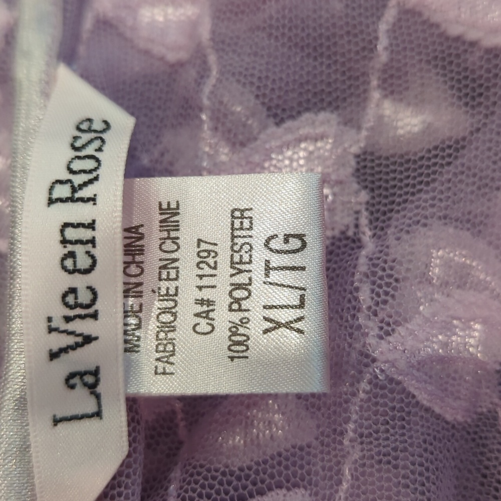 La Vie En Rose Sheer Floral purple embroidered negligee - Picture 7 of 8